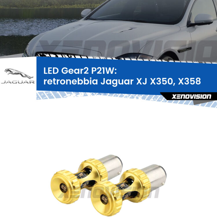 <strong>Retronebbia LED per Jaguar XJ</strong> X350, X358 2003 - 2009. Coppia lampade <strong>P21W</strong> super canbus Rosse modello Gear2.