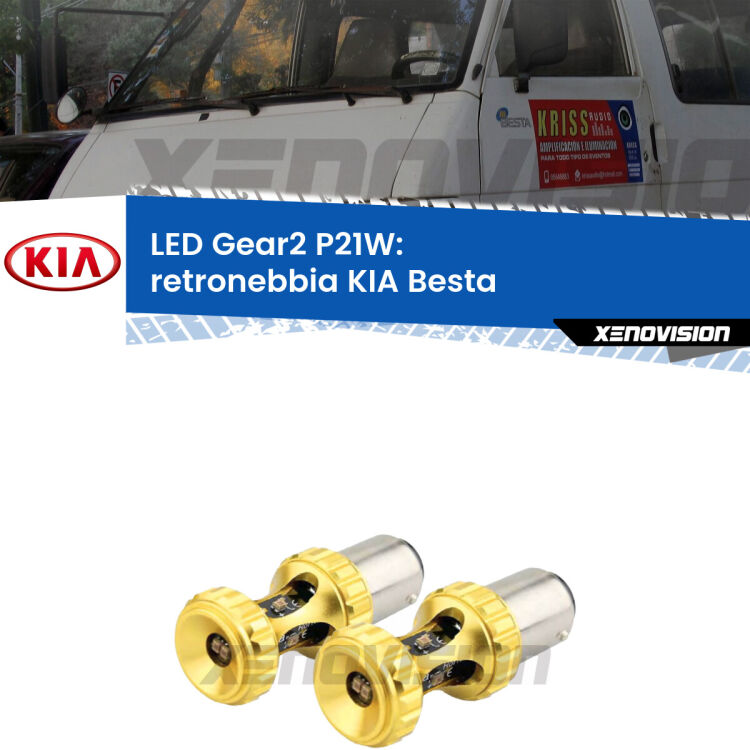 <strong>Retronebbia LED per KIA Besta</strong>  1996 - 2003. Coppia lampade <strong>P21W</strong> super canbus Rosse modello Gear2.