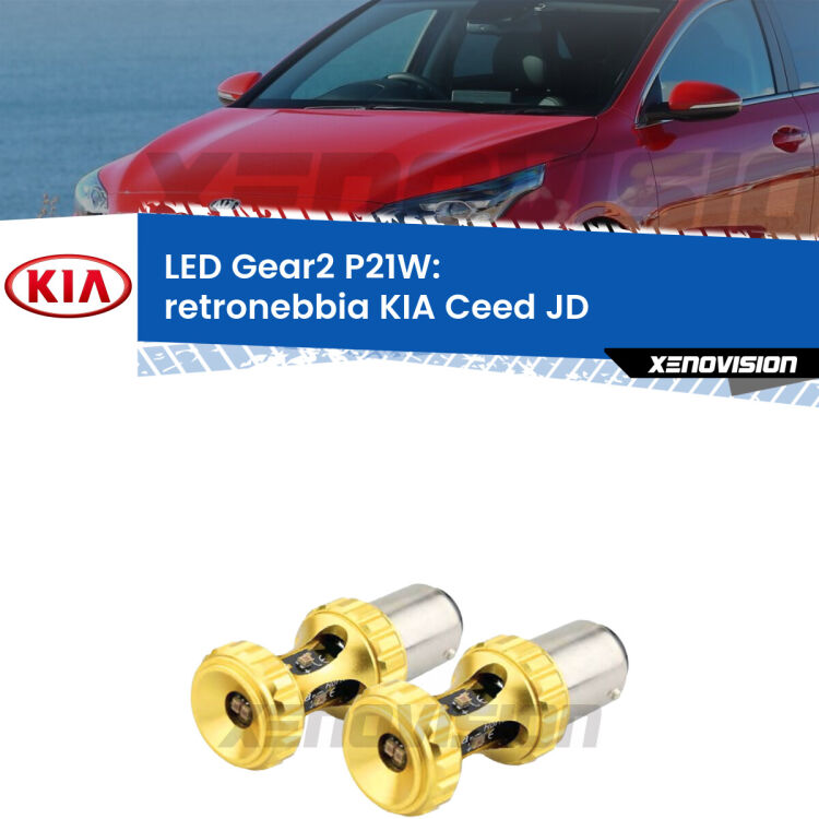 <strong>Retronebbia LED per KIA Ceed</strong> JD 2012 - 2017. Coppia lampade <strong>P21W</strong> super canbus Rosse modello Gear2.