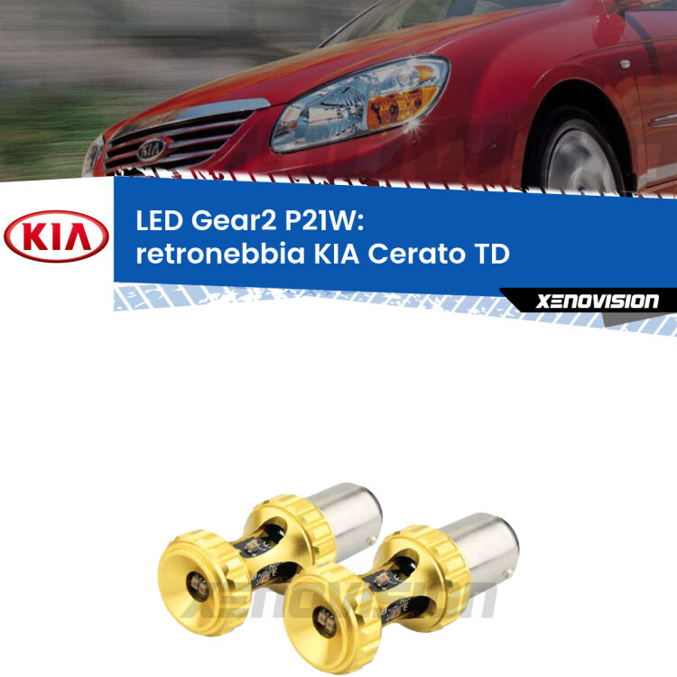 <strong>Retronebbia LED per KIA Cerato</strong> TD 2008 - 2011. Coppia lampade <strong>P21W</strong> super canbus Rosse modello Gear2.