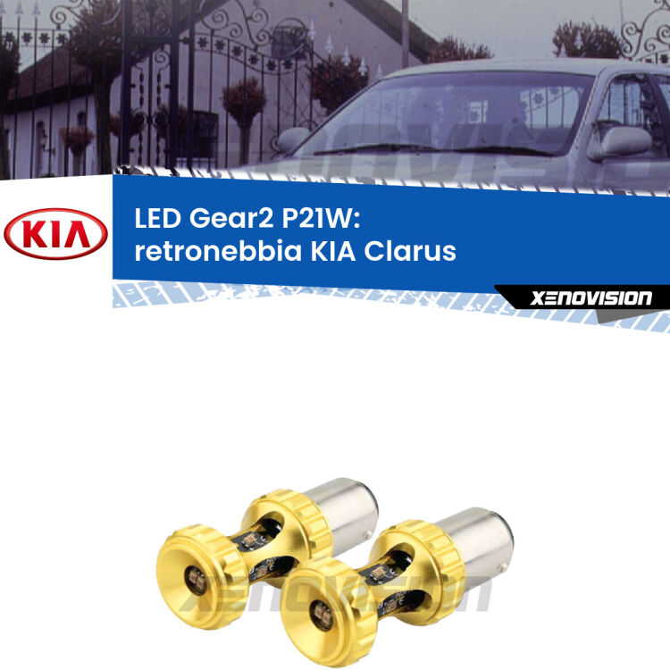 <strong>Retronebbia LED per KIA Clarus</strong>  1996 - 2001. Coppia lampade <strong>P21W</strong> super canbus Rosse modello Gear2.