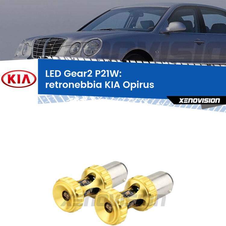 <strong>Retronebbia LED per KIA Opirus</strong>  2003 - 2011. Coppia lampade <strong>P21W</strong> super canbus Rosse modello Gear2.