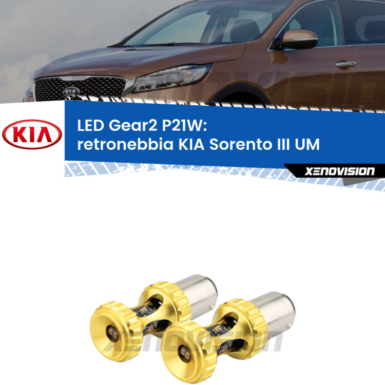 <strong>Retronebbia LED per KIA Sorento III</strong> UM 2015 in poi. Coppia lampade <strong>P21W</strong> super canbus Rosse modello Gear2.