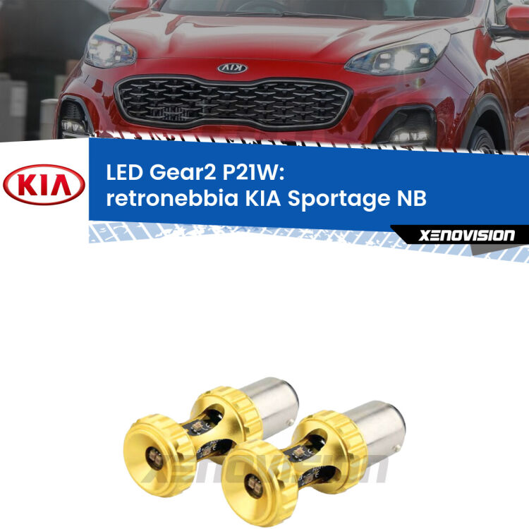 <strong>Retronebbia LED per KIA Sportage</strong> NB 1993 - 2003. Coppia lampade <strong>P21W</strong> super canbus Rosse modello Gear2.