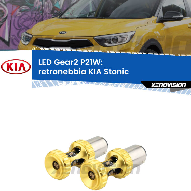 <strong>Retronebbia LED per KIA Stonic</strong>  2017 in poi. Coppia lampade <strong>P21W</strong> super canbus Rosse modello Gear2.