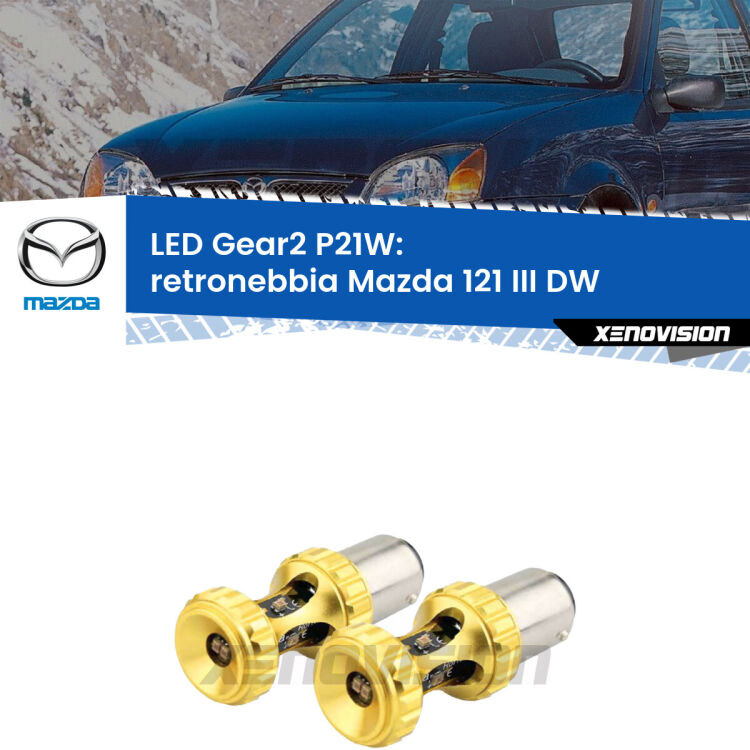 <strong>Retronebbia LED per Mazda 121 III</strong> DW 1996 - 2003. Coppia lampade <strong>P21W</strong> super canbus Rosse modello Gear2.