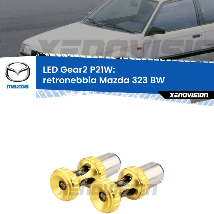 <strong>Retronebbia LED per Mazda 323</strong> BW 1986 - 1994. Coppia lampade <strong>P21W</strong> super canbus Rosse modello Gear2.