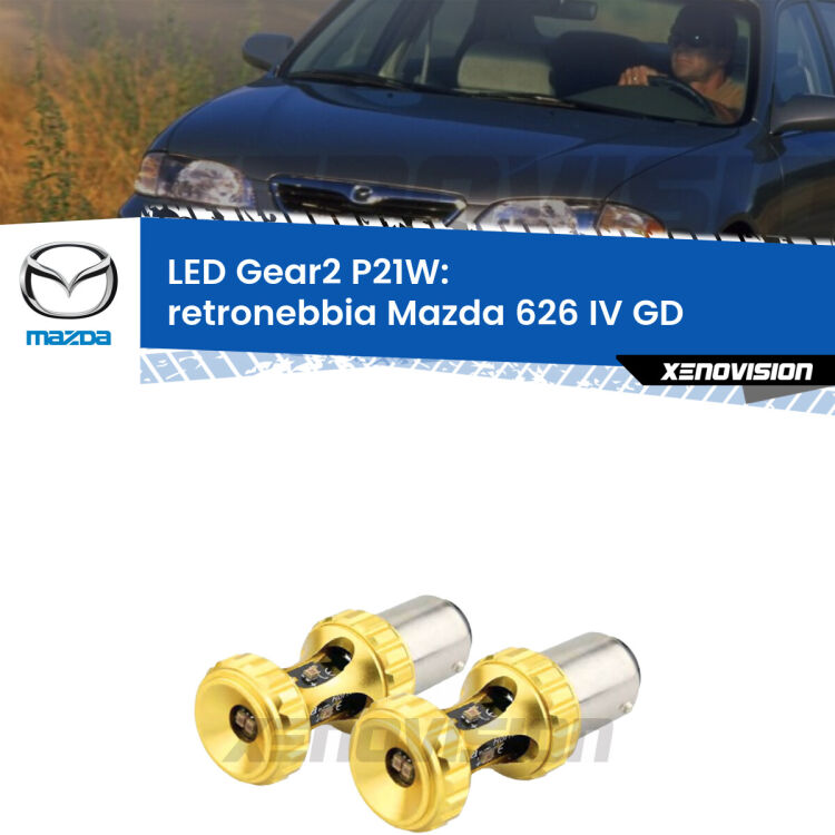 <strong>Retronebbia LED per Mazda 626 IV</strong> GD 1987 - 1992. Coppia lampade <strong>P21W</strong> super canbus Rosse modello Gear2.