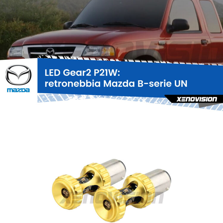 <strong>Retronebbia LED per Mazda B-serie</strong> UN 1999 - 2006. Coppia lampade <strong>P21W</strong> super canbus Rosse modello Gear2.