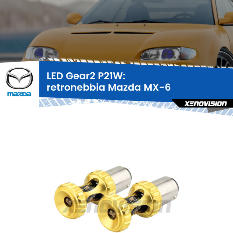 <strong>Retronebbia LED per Mazda MX-6</strong>  1992 - 1997. Coppia lampade <strong>P21W</strong> super canbus Rosse modello Gear2.