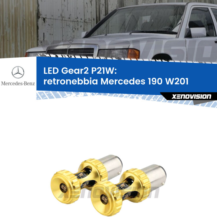 <strong>Retronebbia LED per Mercedes 190</strong> W201 1982 - 1993. Coppia lampade <strong>P21W</strong> super canbus Rosse modello Gear2.