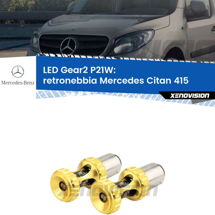 <strong>Retronebbia LED per Mercedes Citan</strong> 415 2012 in poi. Coppia lampade <strong>P21W</strong> super canbus Rosse modello Gear2.
