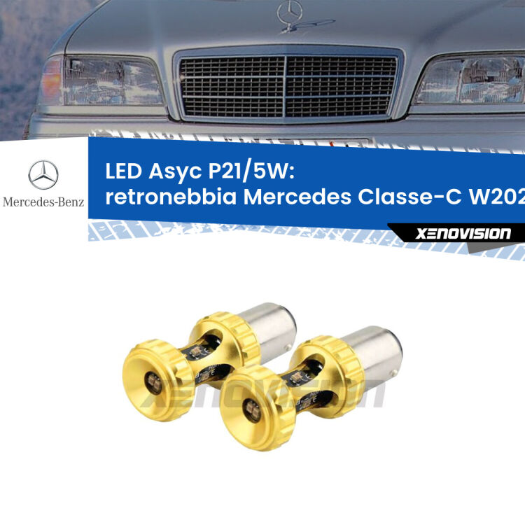 <strong>retronebbia LED per Mercedes Classe-C</strong> W202 1993 - 2000. Lampadina <strong>P21/5W</strong> rossa Canbus modello Asyc Xenovision.