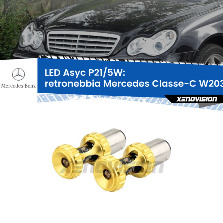 <strong>retronebbia LED per Mercedes Classe-C</strong> W203 2000 - 2007. Lampadina <strong>P21/5W</strong> rossa Canbus modello Asyc Xenovision.