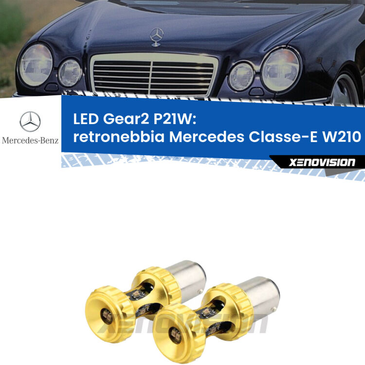 <strong>Retronebbia LED per Mercedes Classe-E</strong> W210 1995 - 2002. Coppia lampade <strong>P21W</strong> super canbus Rosse modello Gear2.