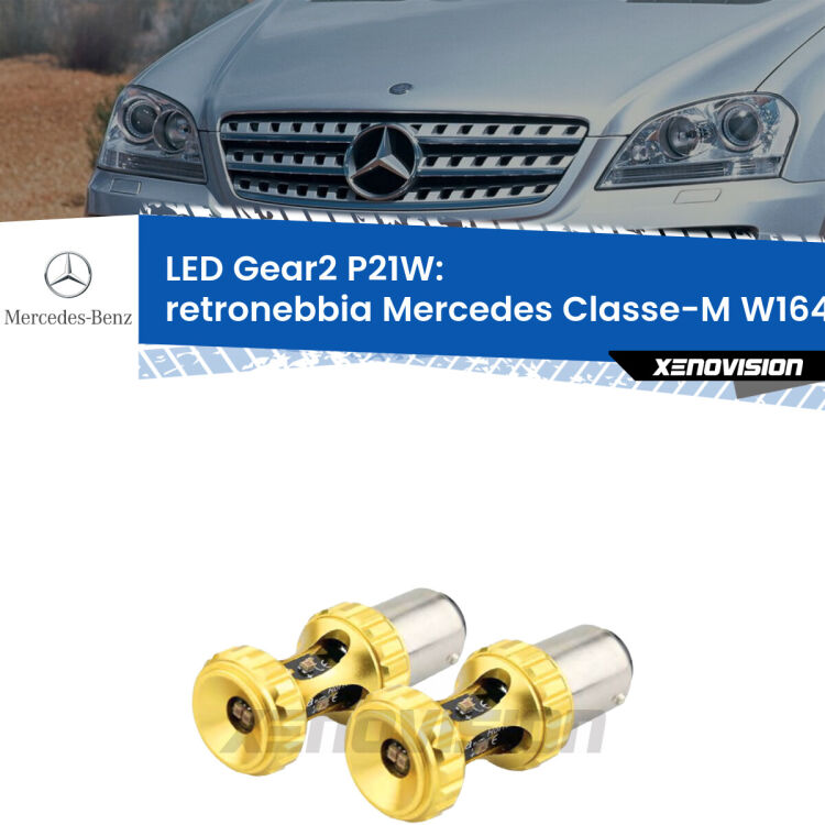 <strong>Retronebbia LED per Mercedes Classe-M</strong> W164 prima serie. Coppia lampade <strong>P21W</strong> super canbus Rosse modello Gear2.