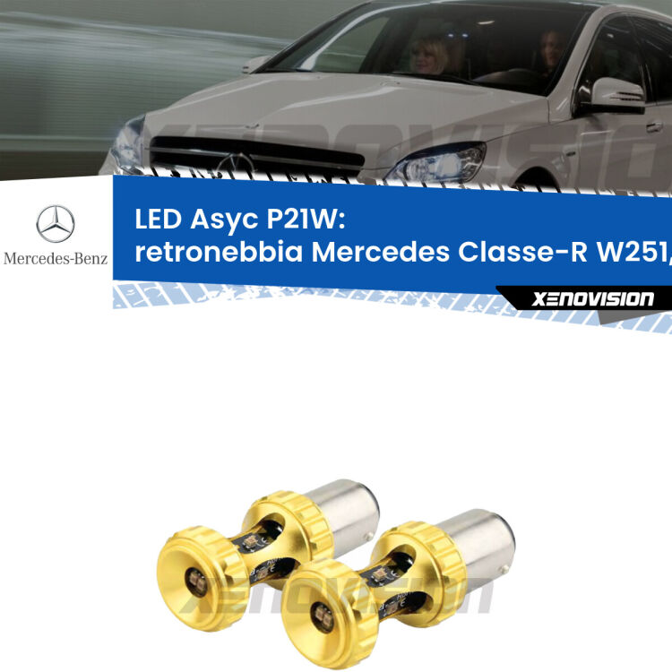 0 Retronebbia LED per Mercedes Classe-R W251, V251 2006 - 2014: P21W Asyc <strong>Retronebbia LED per Mercedes Classe-R</strong> W251, V251 2006 - 2014. Coppia lampade <strong>P21W</strong> super canbus Rosse modello Gear2.