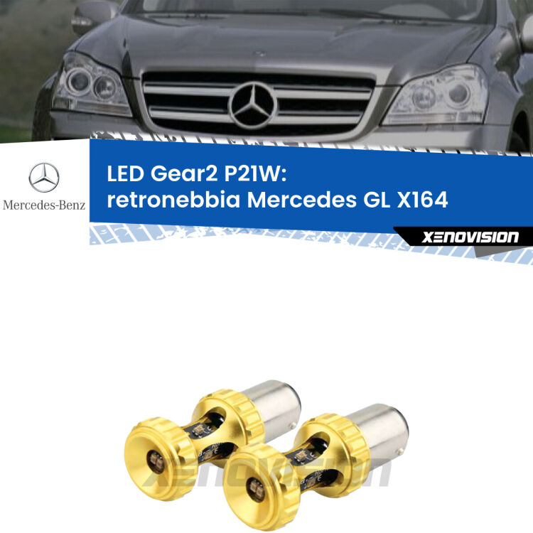 <strong>Retronebbia LED per Mercedes GL</strong> X164 prima serie. Coppia lampade <strong>P21W</strong> super canbus Rosse modello Gear2.