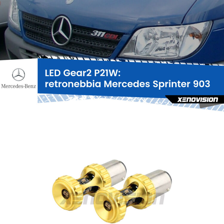 <strong>Retronebbia LED per Mercedes Sprinter</strong> 903 1995 - 2006. Coppia lampade <strong>P21W</strong> super canbus Rosse modello Gear2.