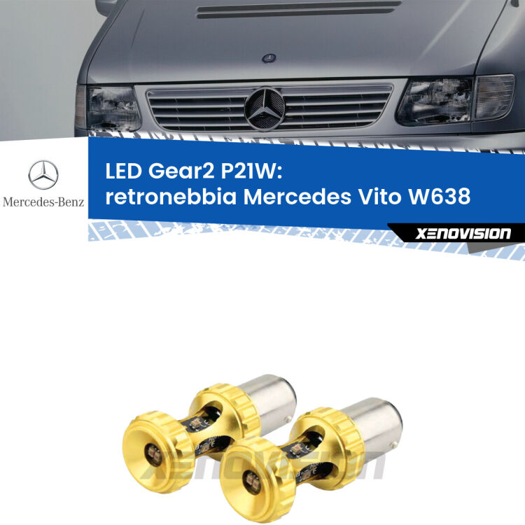 <strong>Retronebbia LED per Mercedes Vito</strong> W638 1996 - 2003. Coppia lampade <strong>P21W</strong> super canbus Rosse modello Gear2.