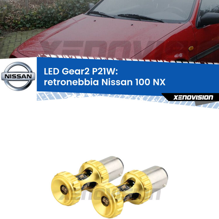 <strong>Retronebbia LED per Nissan 100 NX</strong>  1990 - 1994. Coppia lampade <strong>P21W</strong> super canbus Rosse modello Gear2.