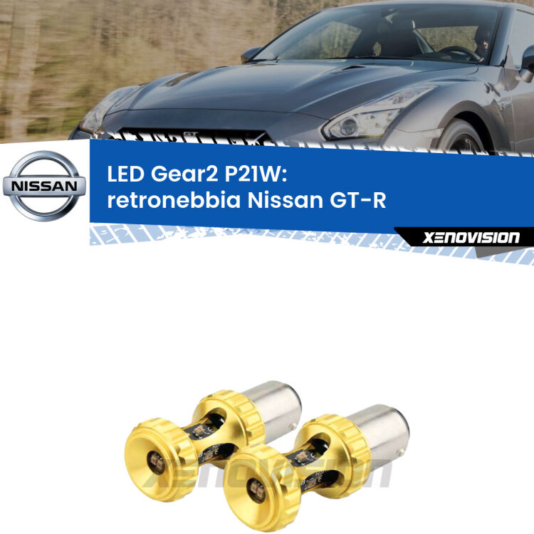 <strong>Retronebbia LED per Nissan GT-R</strong>  2007 - 2011. Coppia lampade <strong>P21W</strong> super canbus Rosse modello Gear2.