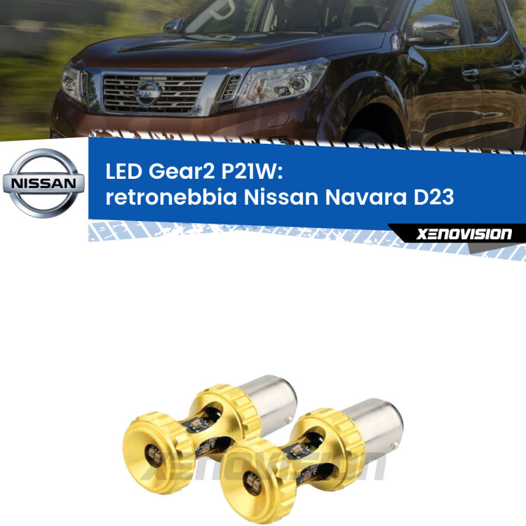 <strong>Retronebbia LED per Nissan Navara</strong> D23 2014 in poi. Coppia lampade <strong>P21W</strong> super canbus Rosse modello Gear2.