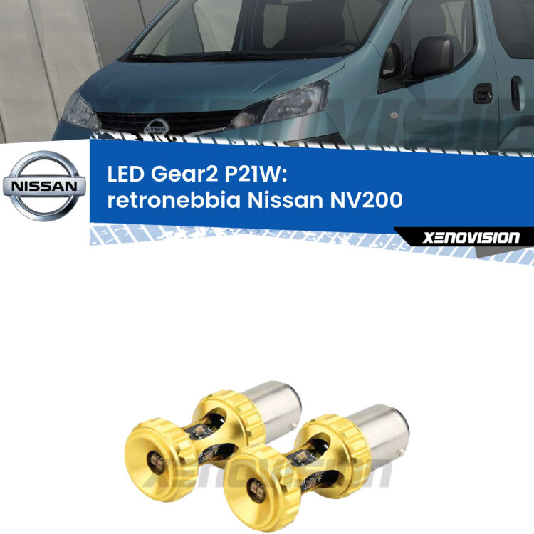 <strong>Retronebbia LED per Nissan NV200</strong>  2010 - 2019. Coppia lampade <strong>P21W</strong> super canbus Rosse modello Gear2.