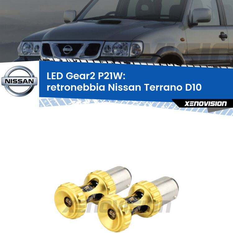 <strong>Retronebbia LED per Nissan Terrano</strong> D10 2013 in poi. Coppia lampade <strong>P21W</strong> super canbus Rosse modello Gear2.