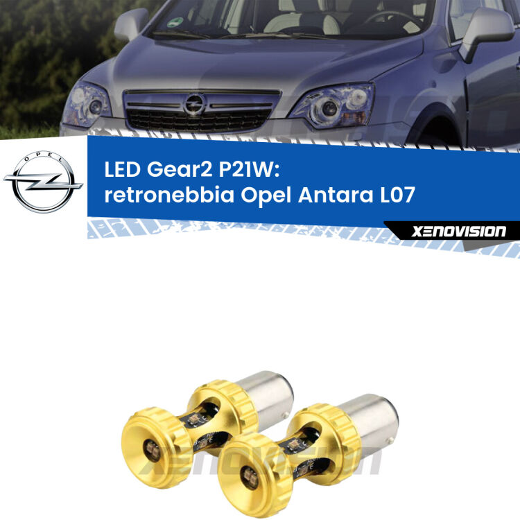 <strong>Retronebbia LED per Opel Antara</strong> L07 2006 - 2010. Coppia lampade <strong>P21W</strong> super canbus Rosse modello Gear2.