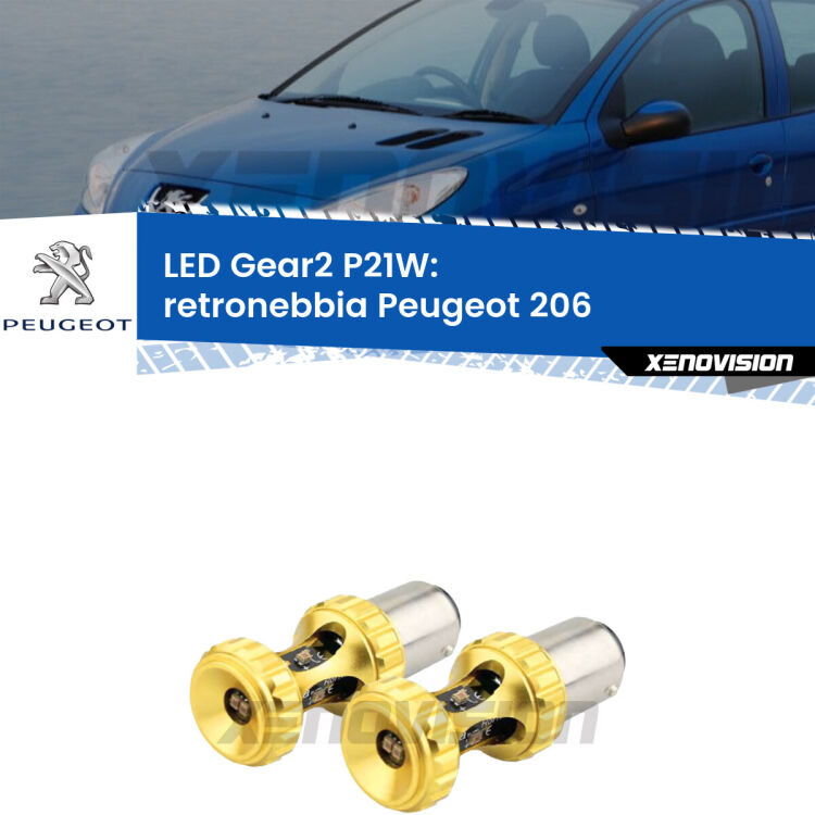 <strong>Retronebbia LED per Peugeot 206</strong>  1998 - 2009. Coppia lampade <strong>P21W</strong> super canbus Rosse modello Gear2.