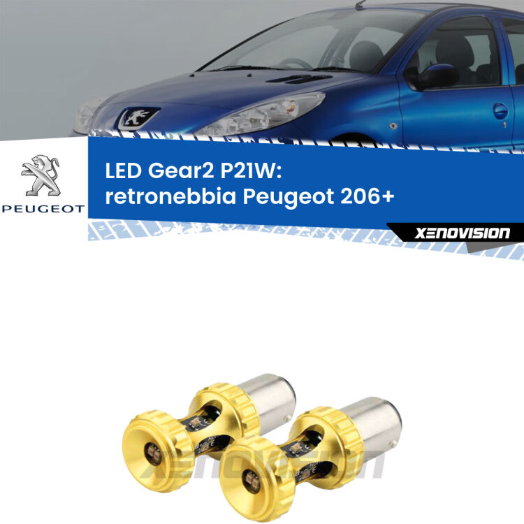 <strong>Retronebbia LED per Peugeot 206+</strong>  2009 - 2013. Coppia lampade <strong>P21W</strong> super canbus Rosse modello Gear2.