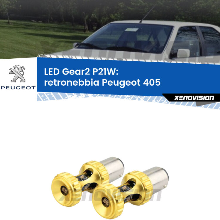 <strong>Retronebbia LED per Peugeot 405</strong>  1987 - 1997. Coppia lampade <strong>P21W</strong> super canbus Rosse modello Gear2.