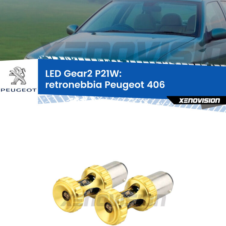 <strong>Retronebbia LED per Peugeot 406</strong>  1995 - 2004. Coppia lampade <strong>P21W</strong> super canbus Rosse modello Gear2.