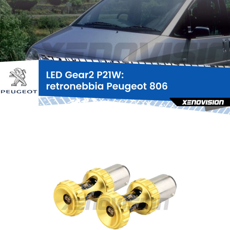 <strong>Retronebbia LED per Peugeot 806</strong>  1994 - 2002. Coppia lampade <strong>P21W</strong> super canbus Rosse modello Gear2.