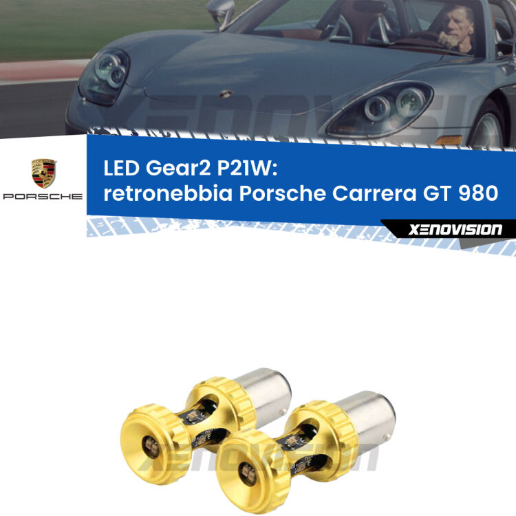 <strong>Retronebbia LED per Porsche Carrera GT</strong> 980 2003 - 2006. Coppia lampade <strong>P21W</strong> super canbus Rosse modello Gear2.