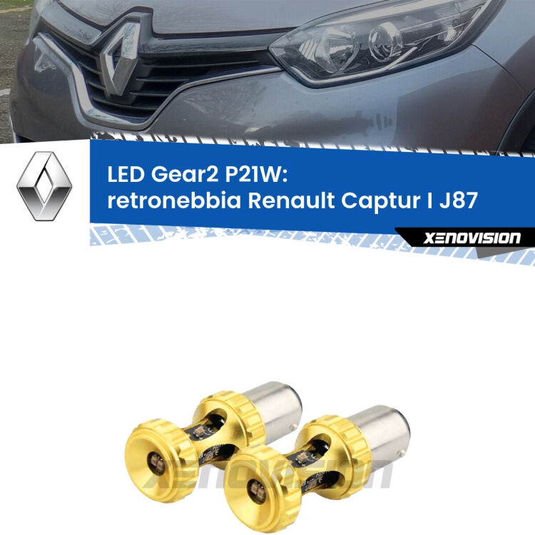<strong>Retronebbia LED per Renault Captur I</strong> J87 2013 - 2015. Coppia lampade <strong>P21W</strong> super canbus Rosse modello Gear2.