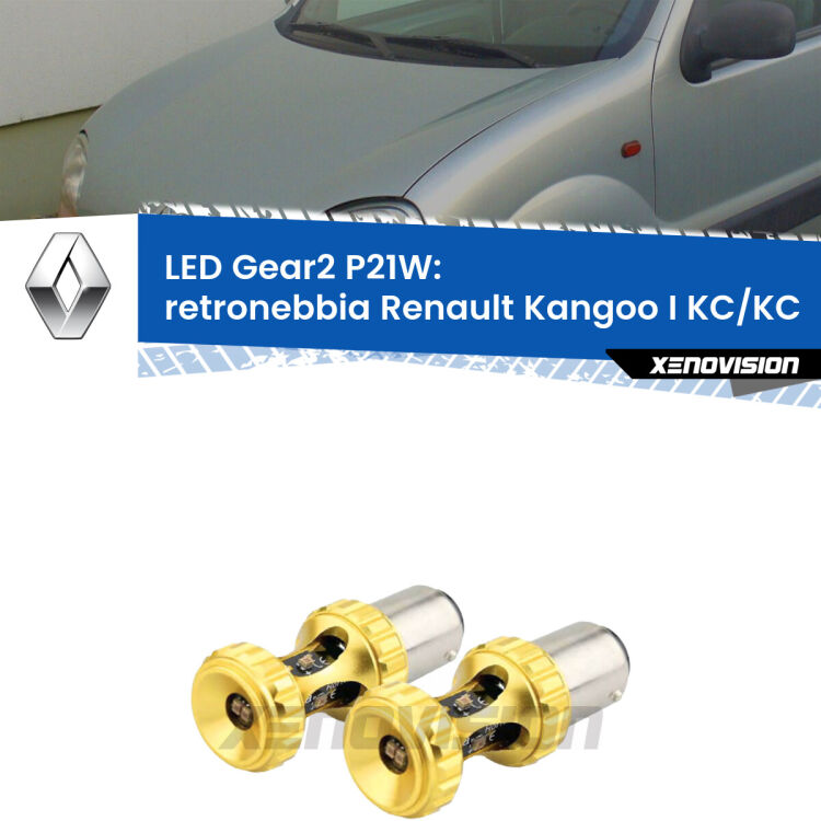 <strong>Retronebbia LED per Renault Kangoo I</strong> KC/KC 1997 - 2006. Coppia lampade <strong>P21W</strong> super canbus Rosse modello Gear2.
