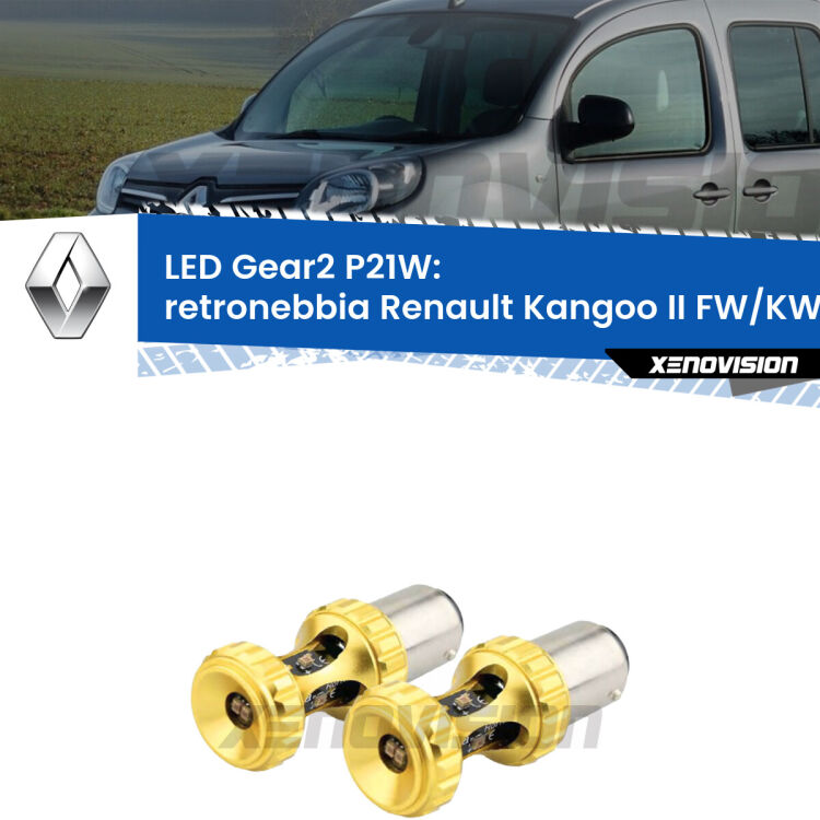 <strong>Retronebbia LED per Renault Kangoo II</strong> FW/KW 2008 in poi. Coppia lampade <strong>P21W</strong> super canbus Rosse modello Gear2.