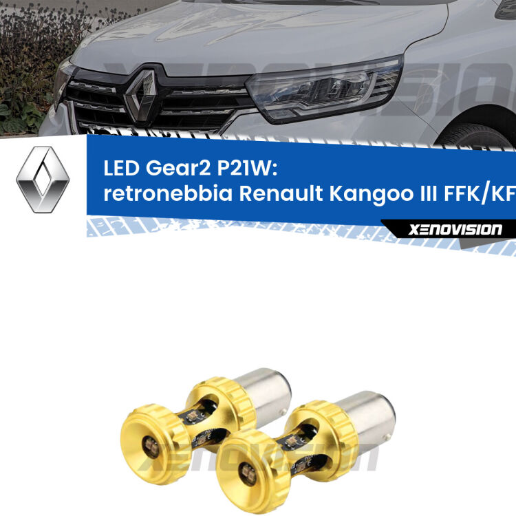 <strong>Retronebbia LED per Renault Kangoo III</strong> FFK/KFK 2021 in poi. Coppia lampade <strong>P21W</strong> super canbus Rosse modello Gear2.