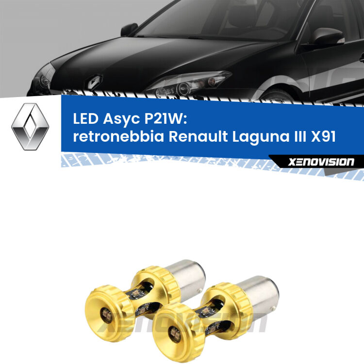 0 Retronebbia LED per Renault Laguna III X91 2007 - 2015: P21W Asyc <strong>Retronebbia LED per Renault Laguna III</strong> X91 2007 - 2015. Coppia lampade <strong>P21W</strong> super canbus Rosse modello Gear2.