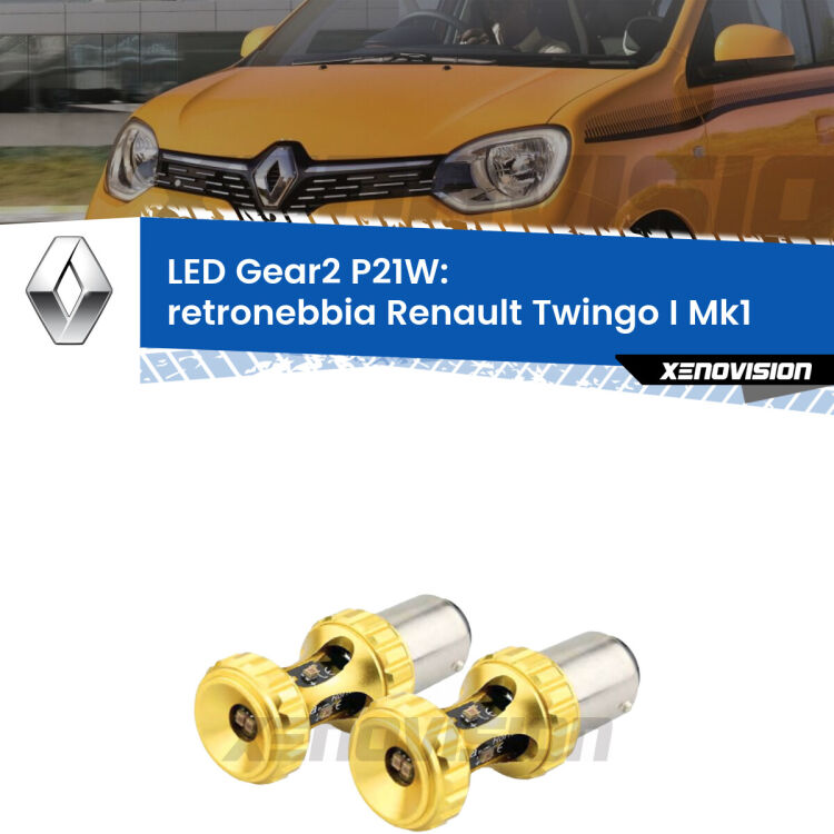 <strong>Retronebbia LED per Renault Twingo I</strong> Mk1 1993 - 2006. Coppia lampade <strong>P21W</strong> super canbus Rosse modello Gear2.