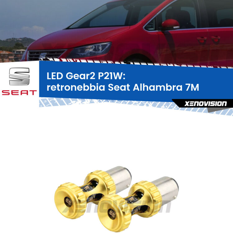 <strong>Retronebbia LED per Seat Alhambra</strong> 7M 1996 - 2010. Coppia lampade <strong>P21W</strong> super canbus Rosse modello Gear2.
