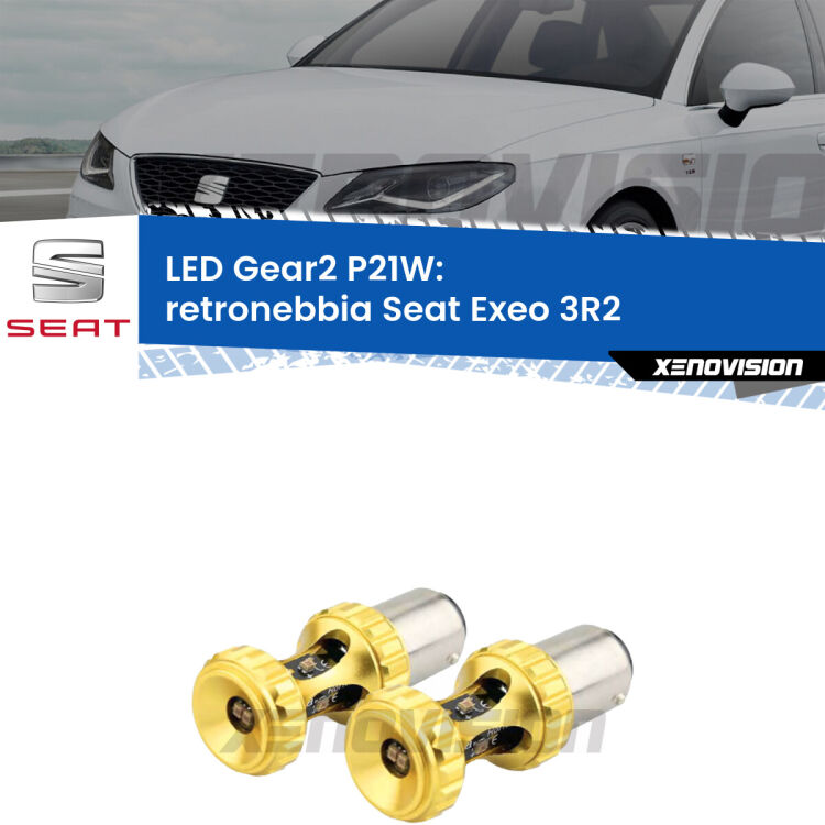 <strong>Retronebbia LED per Seat Exeo</strong> 3R2 2008 - 2013. Coppia lampade <strong>P21W</strong> super canbus Rosse modello Gear2.