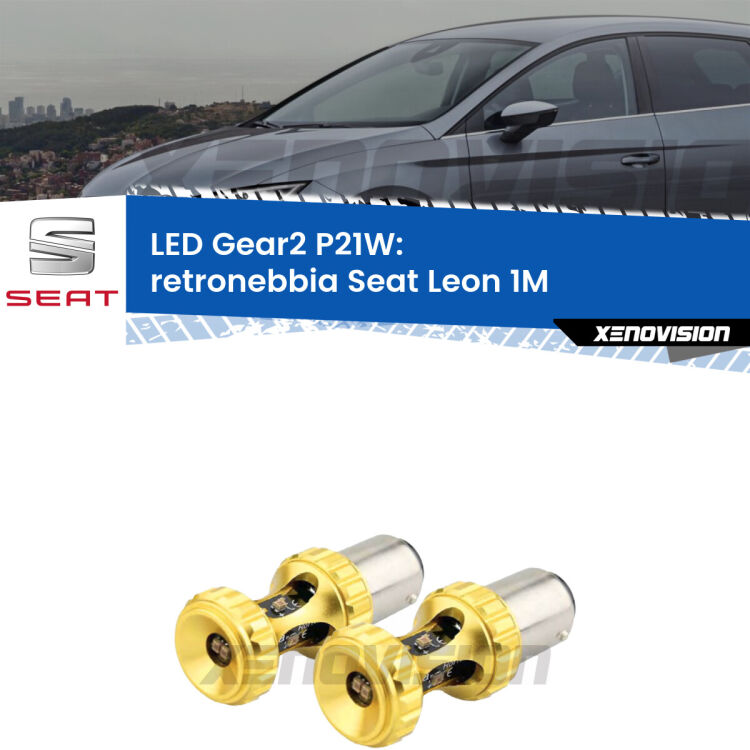 <strong>Retronebbia LED per Seat Leon</strong> 1M 1999 - 2006. Coppia lampade <strong>P21W</strong> super canbus Rosse modello Gear2.