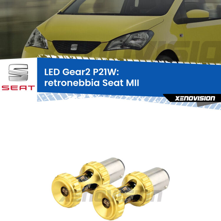 <strong>Retronebbia LED per Seat MII</strong>  2011 - 2021. Coppia lampade <strong>P21W</strong> super canbus Rosse modello Gear2.