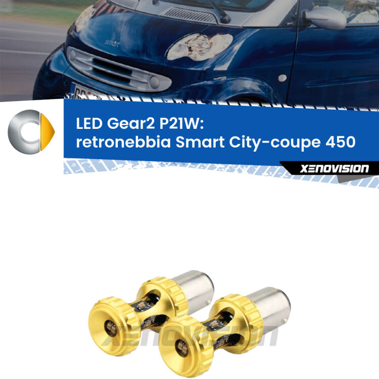 <strong>Retronebbia LED per Smart City-coupe</strong> 450 1998 - 2004. Coppia lampade <strong>P21W</strong> super canbus Rosse modello Gear2.