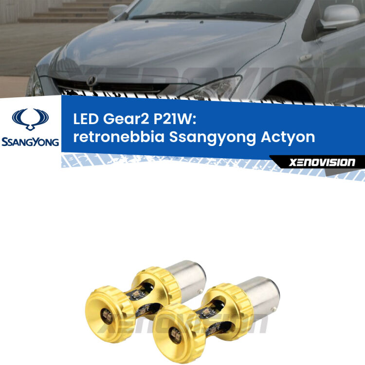 <strong>Retronebbia LED per Ssangyong Actyon</strong>  2006 - 2017. Coppia lampade <strong>P21W</strong> super canbus Rosse modello Gear2.