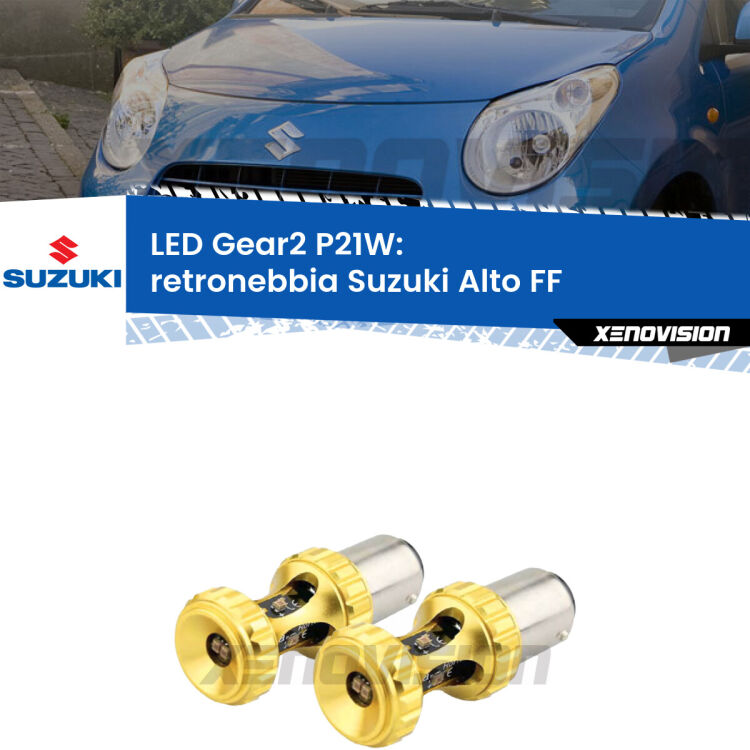 <strong>Retronebbia LED per Suzuki Alto</strong> FF 2002 - 2008. Coppia lampade <strong>P21W</strong> super canbus Rosse modello Gear2.