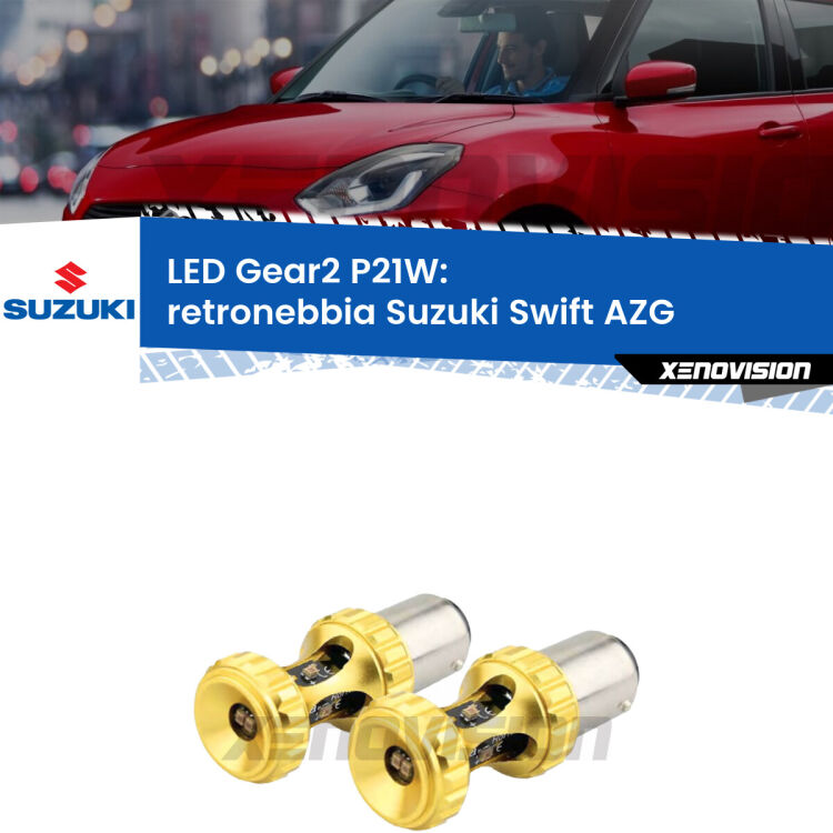 <strong>Retronebbia LED per Suzuki Swift</strong> AZG 2010 - 2016. Coppia lampade <strong>P21W</strong> super canbus Rosse modello Gear2.